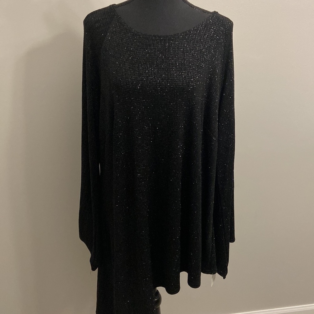 Gorgeous Black Sparkle Asymmetrical Tunic, Size 3X